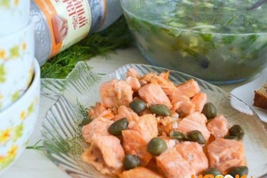 Рецепт окрошки с рыбой