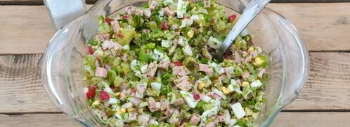 окрошка с солеными огурцами. Шаг 12