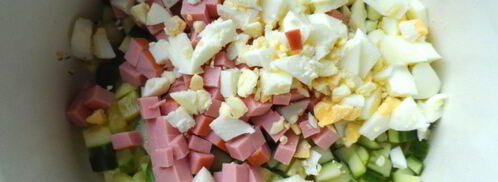 окрошка с вареной колбасой. Шаг 3