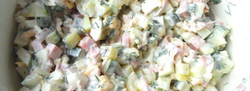 окрошка с вареной колбасой. Шаг 4