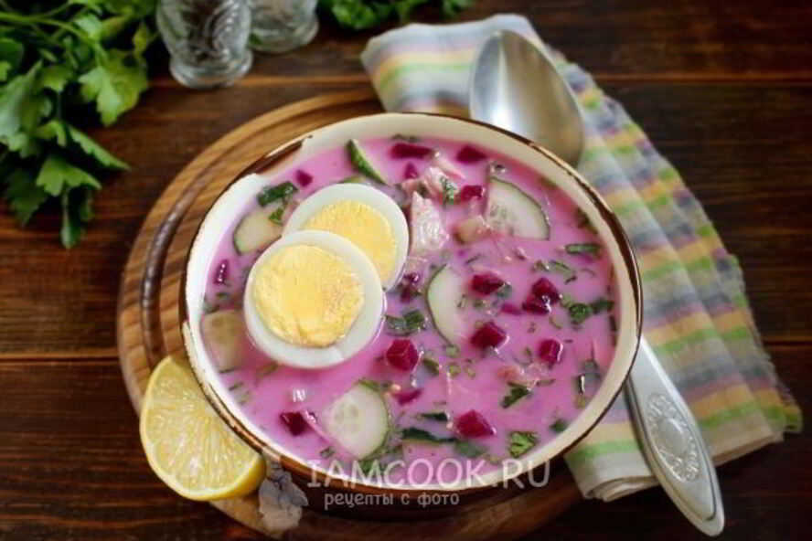 Рецепт окрошки со свеклой на кефире