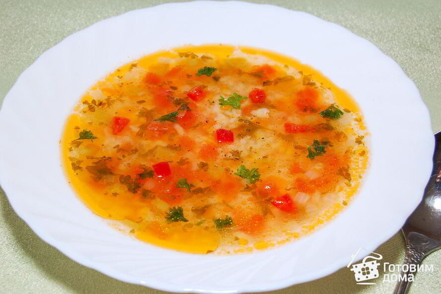 Рецепт легкого овощной суп с рисом