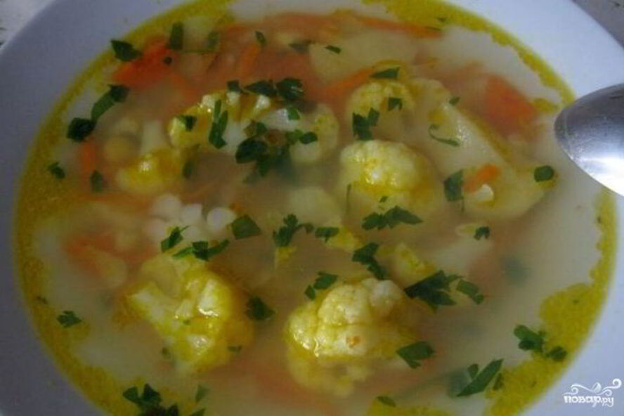 Рецепт овощного супа с цветной капустой