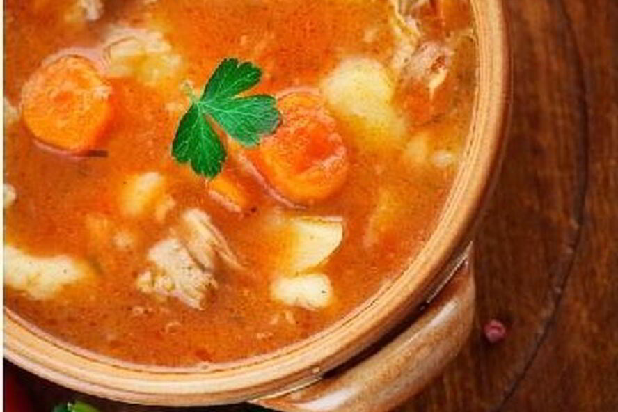 Рецепт супа овощной с мясом в горшочке
