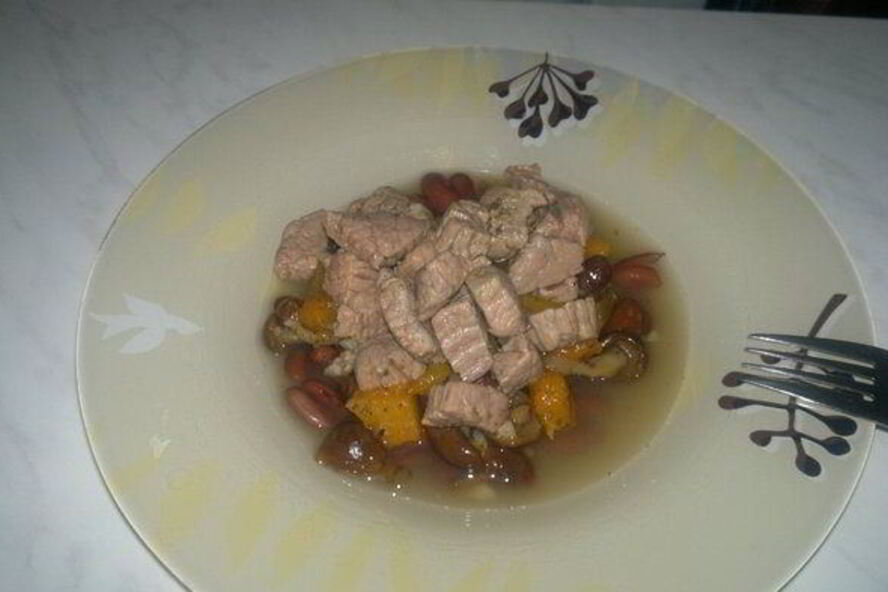 Рецепт фасолевой похлебки с говядиной, опятами и тыквой