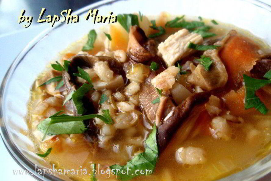 Рецепт грибной похлебки с перловкой и курицей