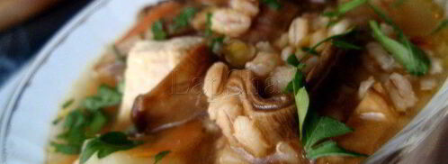 грибная похлебка с перловкой и курицей. Шаг 10