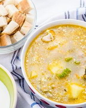 Рассольник на курином бульоне