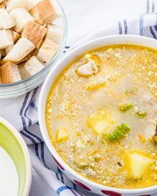 Рассольник на курином бульоне