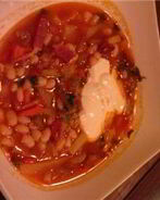 Рассольник с фасолью и беконом