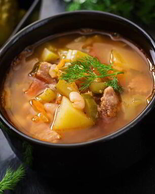 Рассольник с грудинкой