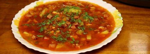 рассольник с колбасой и копченостями. Шаг 5