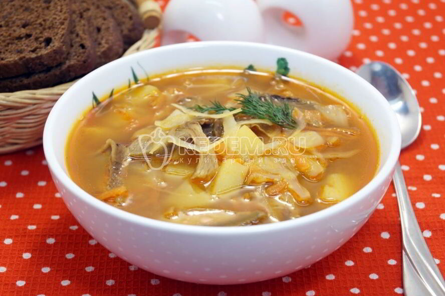 Рецепт постных щей с капустой и грибами