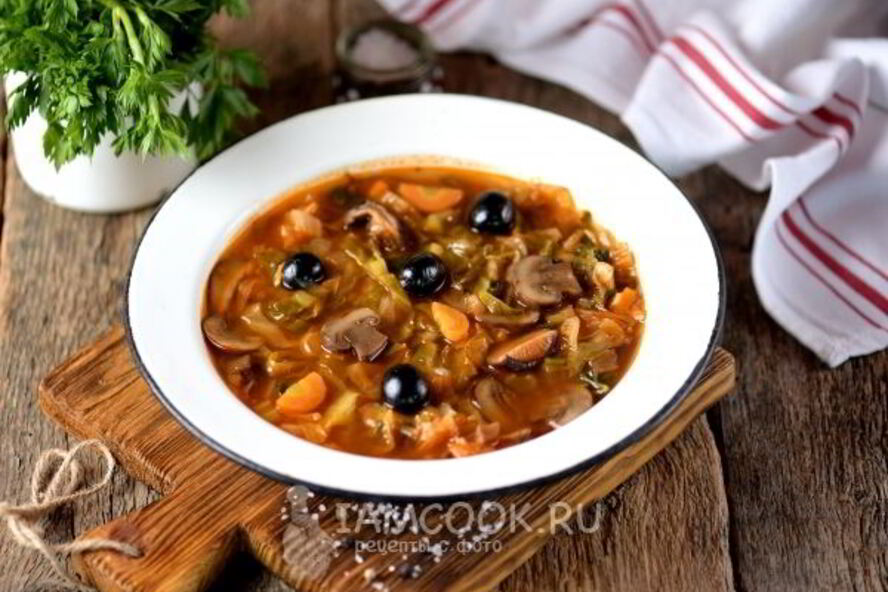 Рецепт постной солянки из свежей капусты