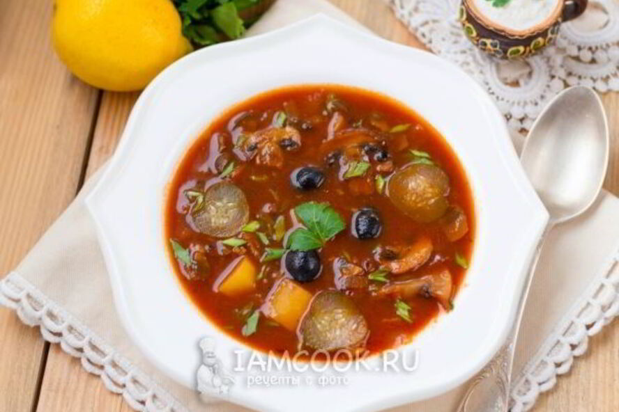 Рецепт вегетарианской грибной солянки