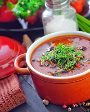 Харчо с фасолью и грибами