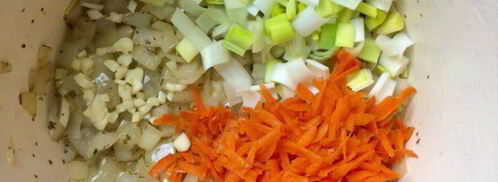 овощной перловый суп-пюре с луком-пореем и шампиньонами. Шаг 10