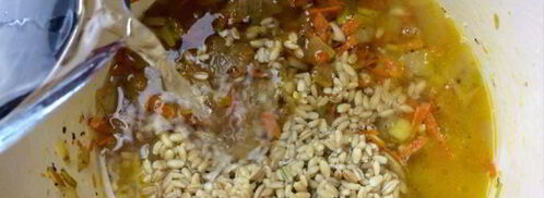 овощной перловый суп-пюре с луком-пореем и шампиньонами. Шаг 11