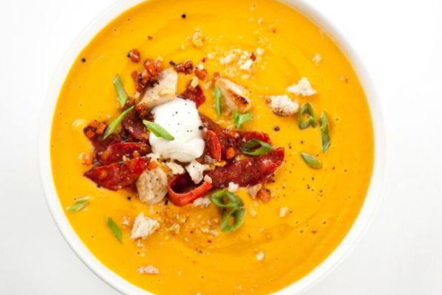Рецепт супа-пюре из сладкого картофеля с маскарпоне