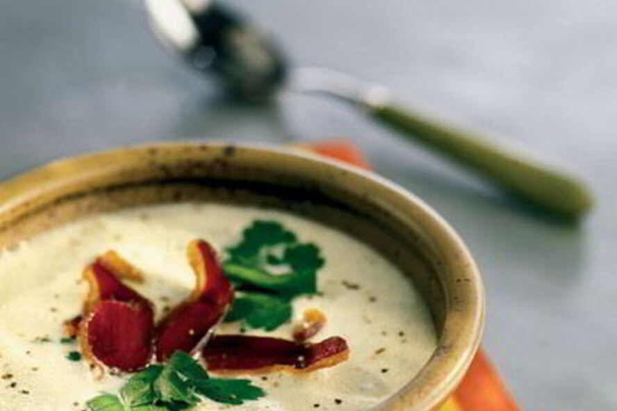 Рецепт супа-пюре из топинамбура с копченой утиной грудкой