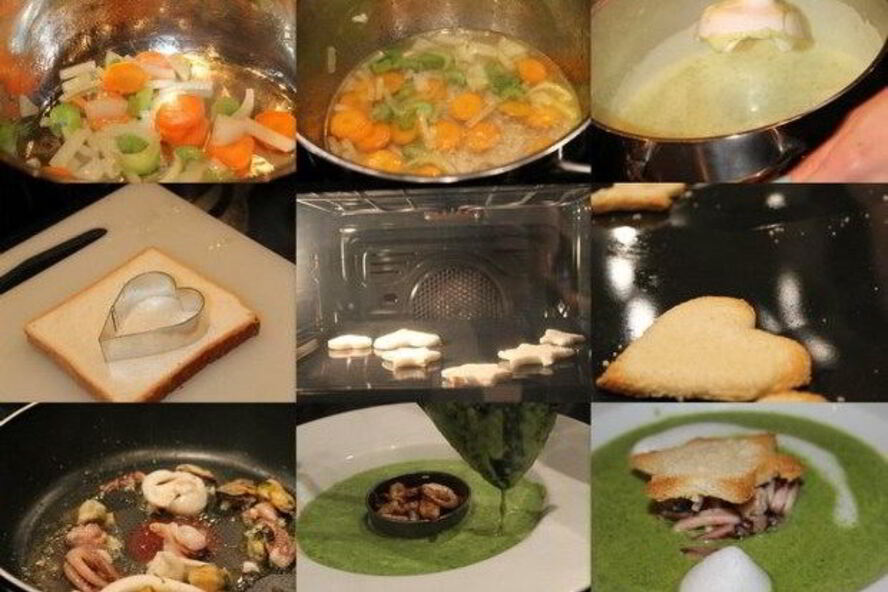 Рецепт супа-пюре со шпинатом и морепродуктами