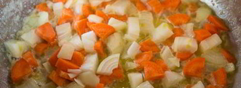 тыквенный суп-пюре с жареным острым фаршем. Шаг 4