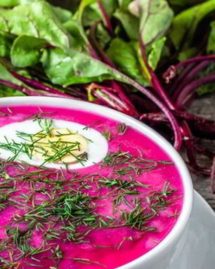 Свекольник на кефире с мясом и минеральной водой