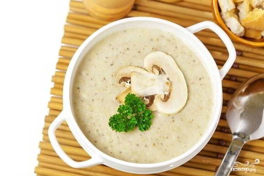 Рецепт сырного крема-супа с шампиньонами