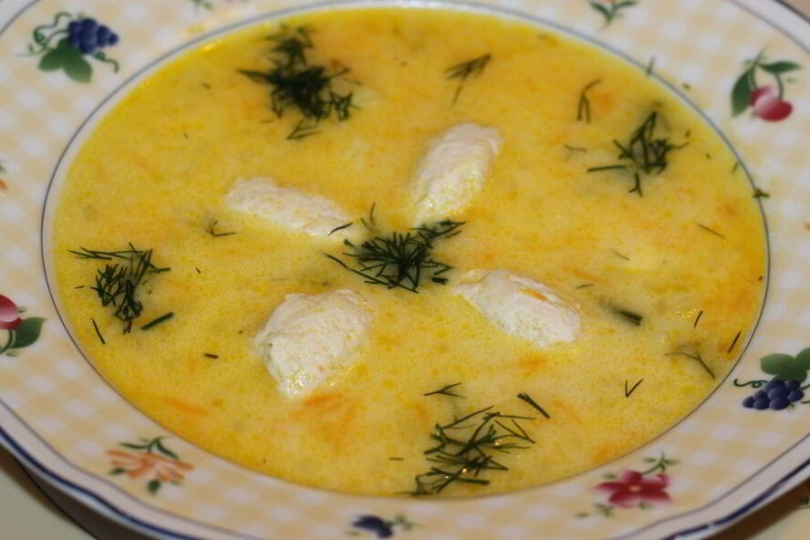 Рецепт сырного супа с кнелями