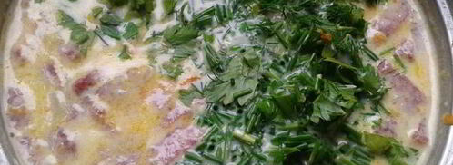 сырный суп с колбасой. Шаг 9