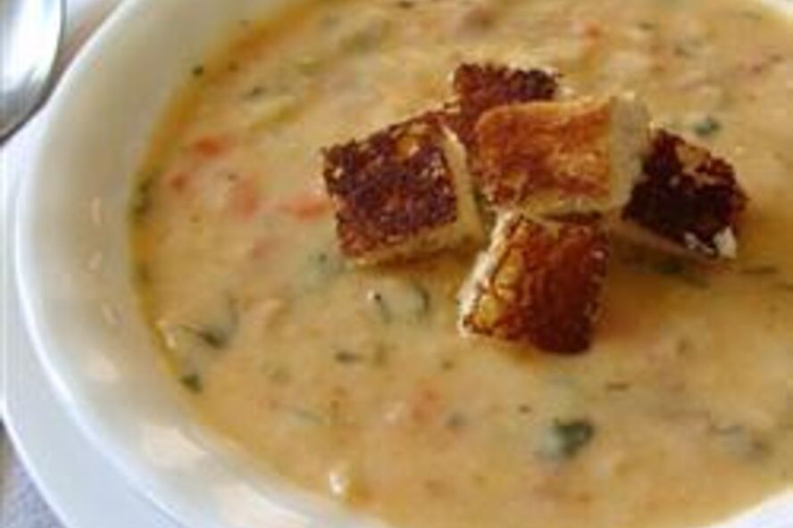 Рецепт сырного супа с лососем