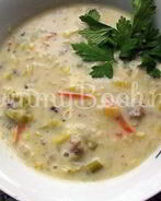 Сырный суп с луком пореем в мультиварке