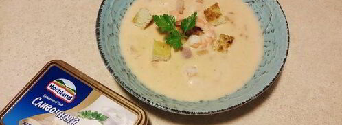 сырный суп с томатами и креветками. Шаг 8