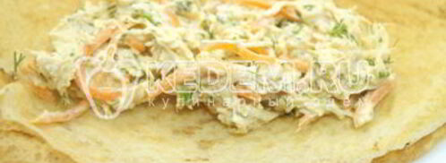 блины с курицей и морковью по-корейски. Шаг 10