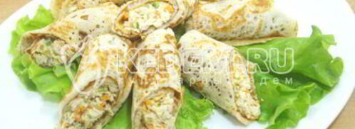 блины с курицей и морковью по-корейски. Шаг 11