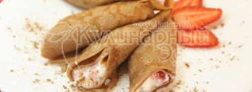 шоколадные блины с творогом и клубникой. Шаг 9