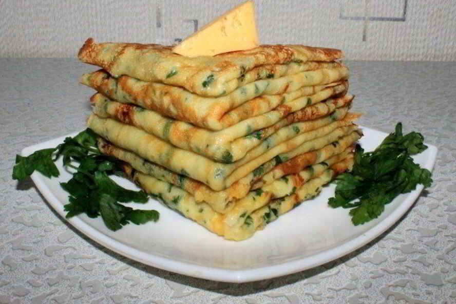 Рецепт сырных блинчиков с петрушкой