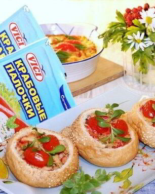 Хрустящие булочки с яйцом и крабовыми палочками