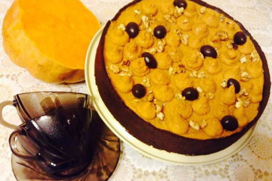 Рецепт чизкейка шоколад-тыква-карамель