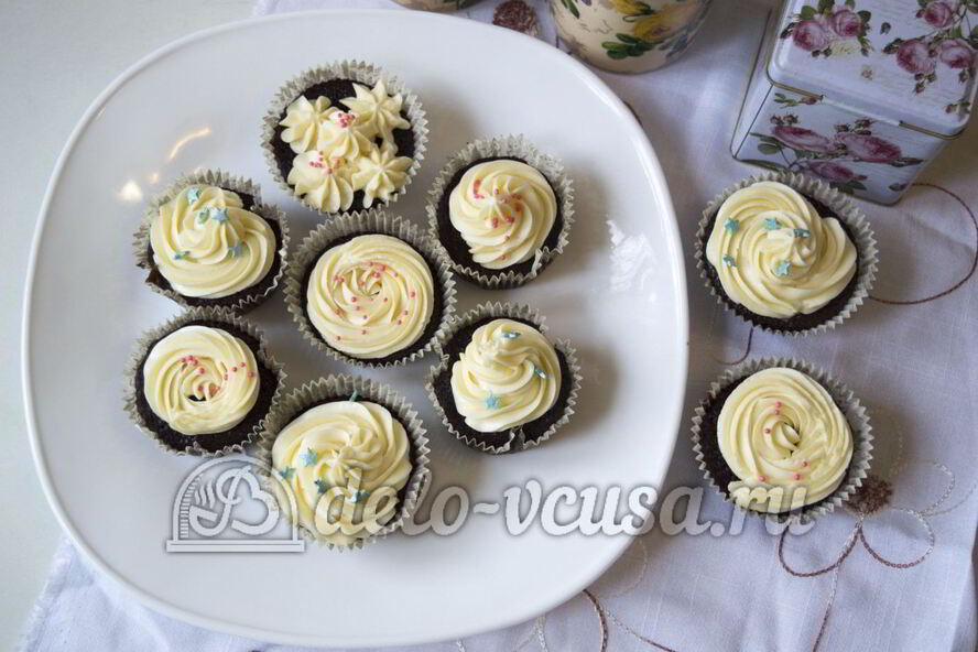 Рецепт шоколадных капкейков с кремом