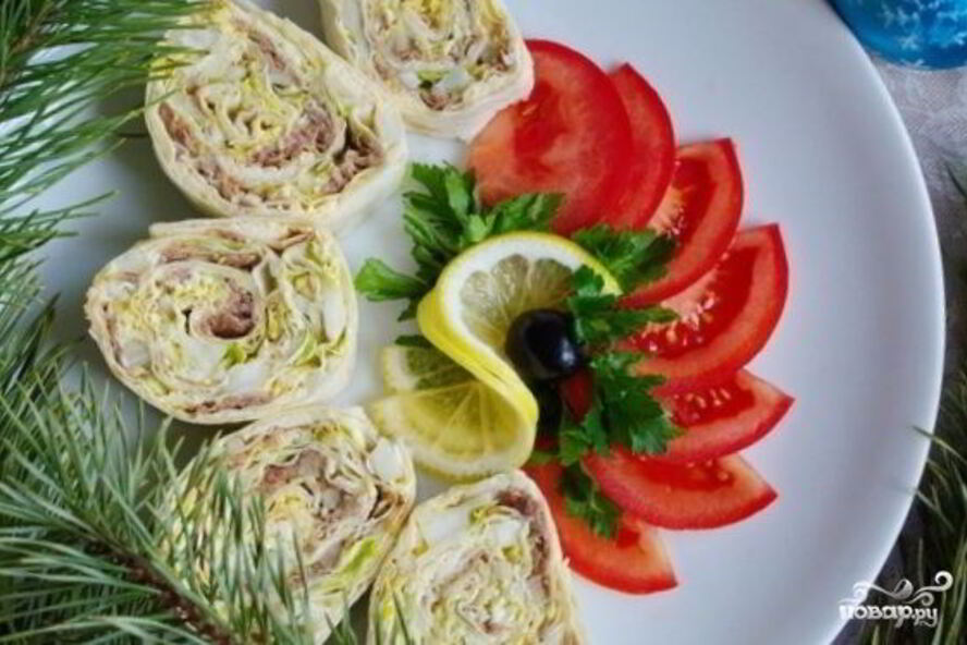 Рецепт лаваша с консервами и сыром