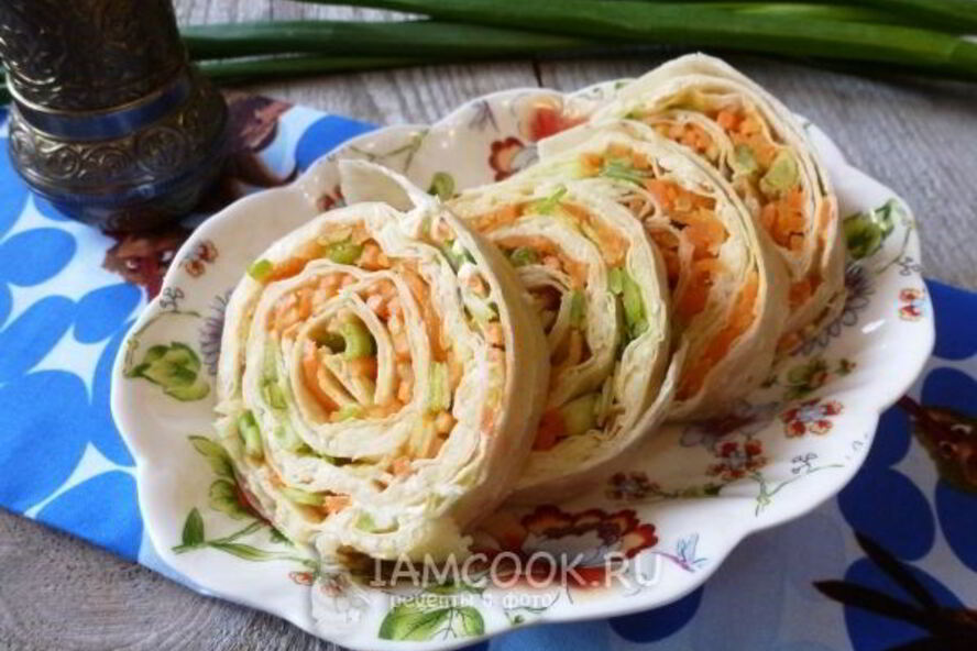 Рецепт лаваша с корейской морковкой и сыром