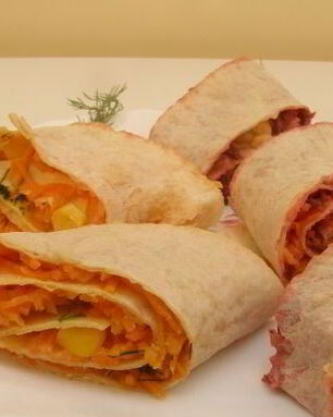 Рулеты из лаваша с овощными начинками