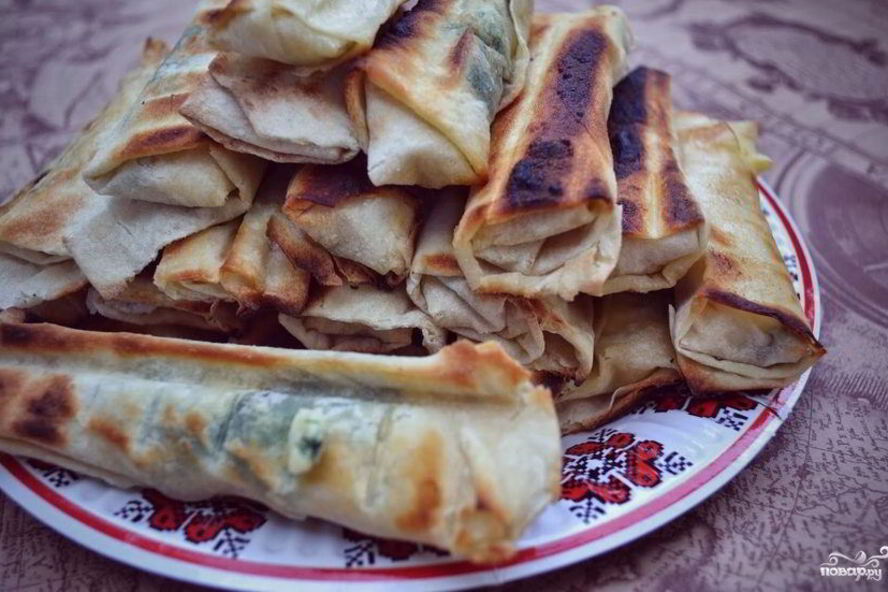 Рецепт сулугуней в лаваше на сковороде