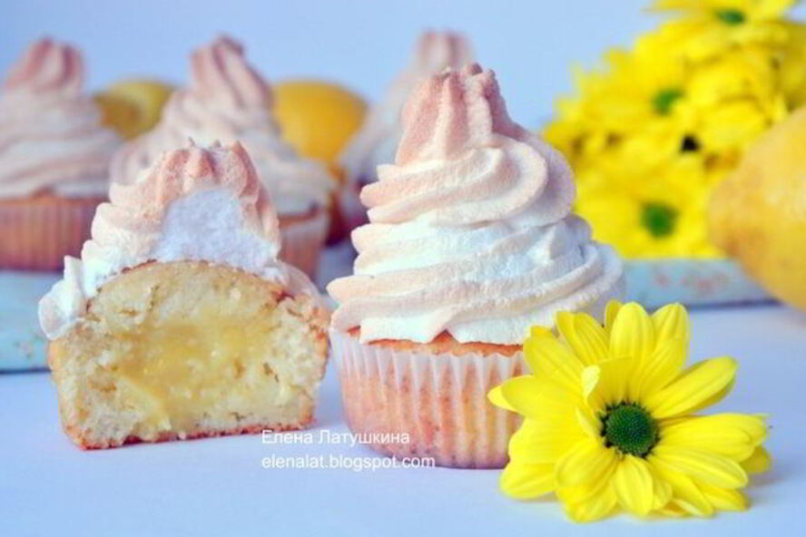 Рецепт лимонных маффинов с курдом и меренгой