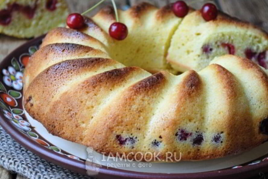 Рецепт манника с вишней на кефире