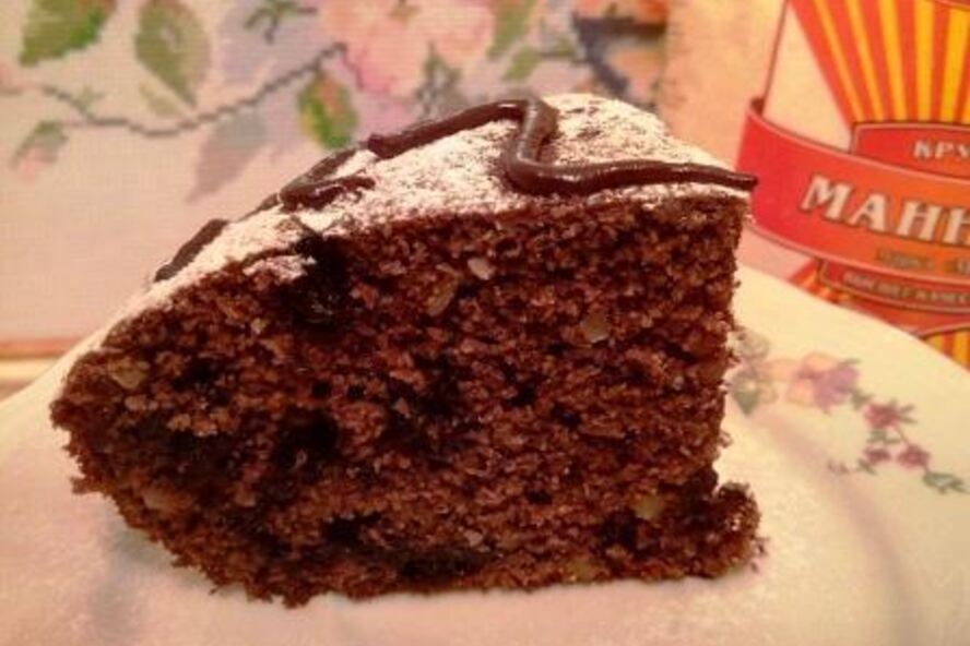 Рецепт шоколадного манника с черникой и кедровым орехом