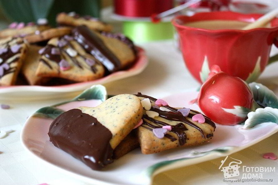 Рецепт печенья-сердечек с маком и марципаном