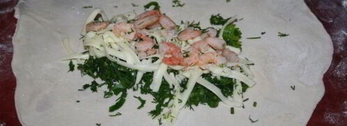 кутабы с креветками, сыром и зеленью. Шаг 5