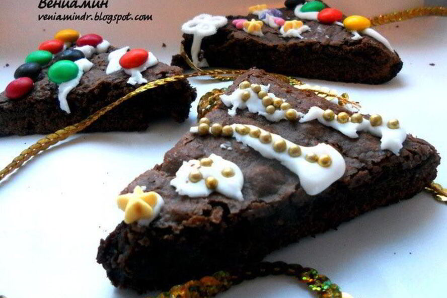 Рецепт пирожного christmas tree brownies